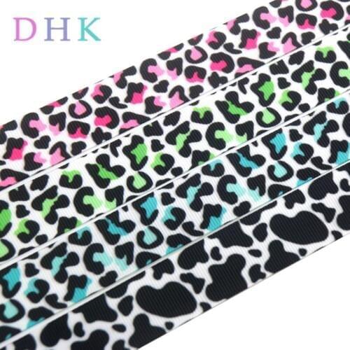 DHK 5yards cow leopard jungle printed grosgrain Ribbon Accessory hairbow headwear decoration Wholesale OEM DIY C1553