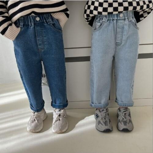 2021 new arrival girls boys denim patchwork Long pants spring fashion kids jean pants 2-7 years YX305