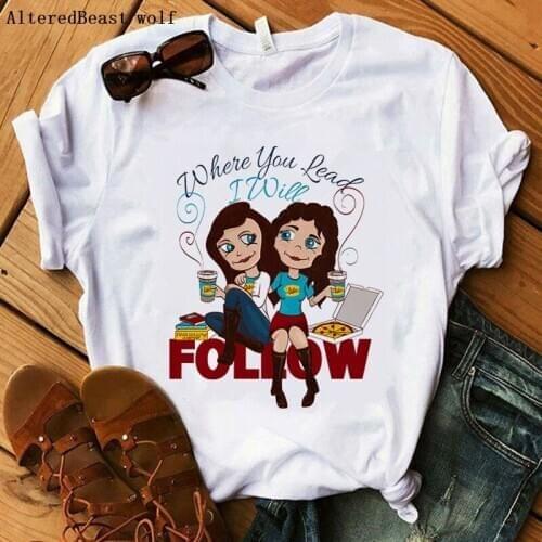 Gilmore Girls t shirt Women where you read I will follow print funny t shirt Women summer short sleeve clothes female vogue tees