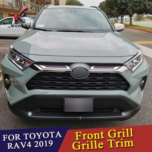 For Toyota Rav4 Hybrid XA50 2019 2020 ABS Chrome Front Center Mesh Grille Cover Radiator Strip Trim Decoration Car Styling