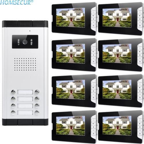 HOMSECUR 7" Wired Video Door Intercom System with LCD Color Screen for House/Flat XM703-B + XC061-8