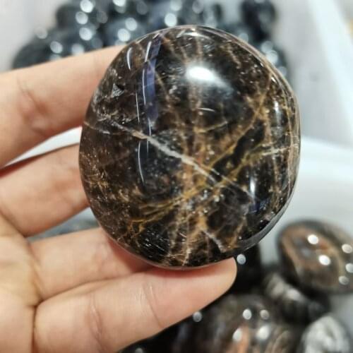 Crystal palmstone Natural Grey moonstone quartz palm stone Healing Light Minerals worry stone Gifts