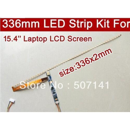 2PCS 336mm Adjustable brightness led backlight strip kit,Update 15.4inch-wide laptop 15.4'' W LCD ccfl panel to LED backlight