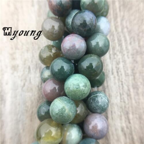 Round Smooth India Agates Beads,Polished Colorful Nature Stone Green Beads Full Strand for Jewelry Making MY0204