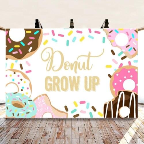 Sweet Candy Doughnut Princess Grow Up Series Background Girl Birthday Party Photo Studio Backdrop Table Room Decoration