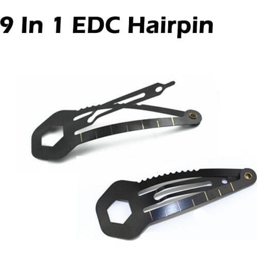 9 IN 1 EDC Portable Multifunctional Women Hairpins Tactical Screwdriver Peeler Saw cm Ruler Camping Self Defense Survival Gear