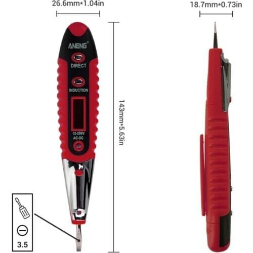 AC/DC Voltage Detector Digital Test Pencil Mutifunctional 12-250V Electrical Tester