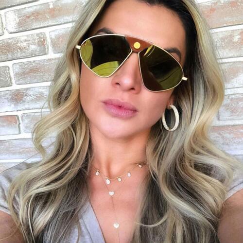 Fashionable Polarized sunglasses Women Oversized mirror male sunglasses pilot Metal frame sun glasses for women masculine UV400