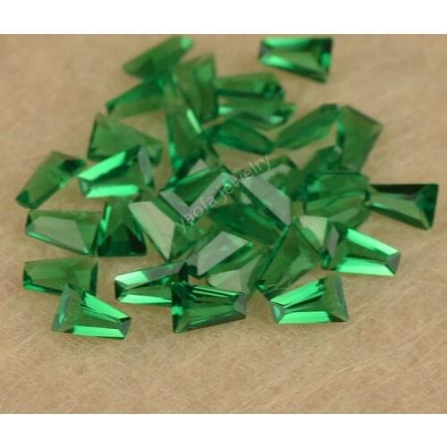 Wholesale 5A Wax Setting 1.5x1.2x1mm-5x3x2mm Green Nano Stone Ladder Shape Step Cut Synthetic Gems For Jewelry Making