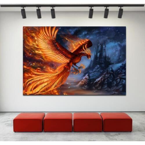 Golden Phoenix Animal Painting Bird Wall Art Print Posters Modern Canvas Prints For Living Room Cuadros Decoration Unframed