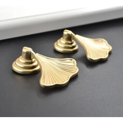 Ginkgo leaf Chinese furniture hardware drawer single hole handle shoe cabinet bedside table fan-shaped single hole small handle
