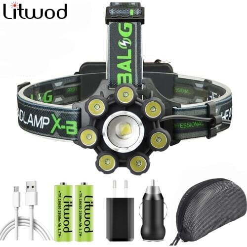 Smart Led Headlamp Bluetooth Speaker XM-L T6 Headlight 8000 Lumen Zoom USB Reachargeable 18650 Battery Head Flashlight Lamp