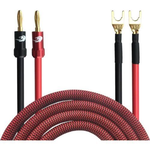 High-Fidelity Banana Plug to Spade Plug Speaker Cable For Home Theater Amplifier Audio Cable Y Connector Wire 1m 2m 3m 5m