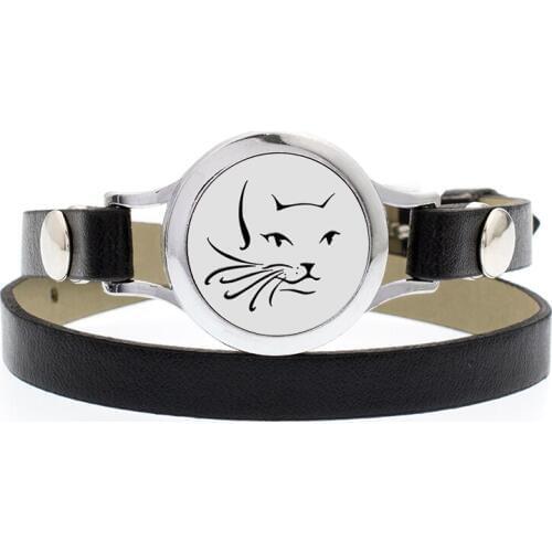 Cat sports ball Perfume Bracelet Essential Oil Locket Pu Leather twist screw 25mm locket Women Aroma Bracelet 10pad as gift