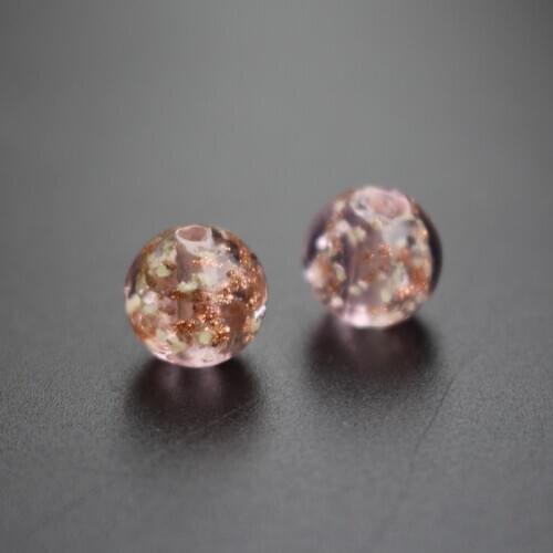 10PCS 8mm 10mm 12mm Pink color Luminous Lampwork glass beads Handmade inner shinning Powder Loose beads for jewelry making