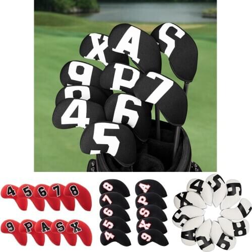 10 Pieces Golf Iron Head Covers, Elastic Reused Golfer Irons Headcover Club Heads Protector Guards Anti-Scratch Protective Cases