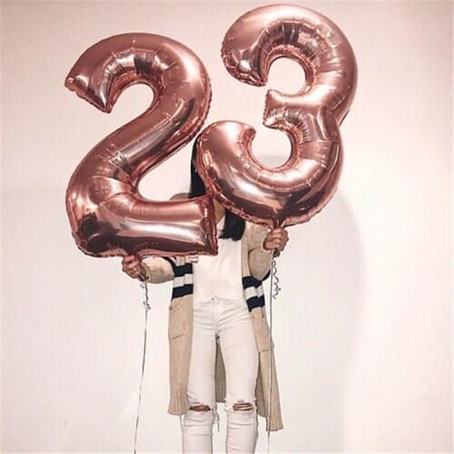 2pcs 32/40 inch Slim Rose Gold Number Foil Helium Balloons Congratulate18 20 30 50 Years Old Adult Birthday Party Decor Supplies