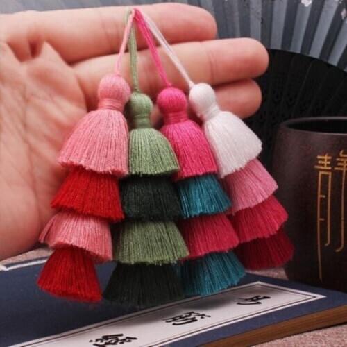 2pcs 4 layer cotton tassels Earrings tassels Pendant DIY handmade jewelry Accessories