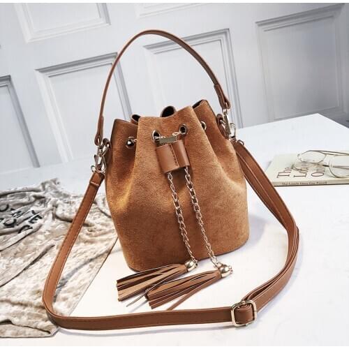 2020 Mini Crossbody Handbags Cute Suede Bucket Bag Organizer Small Tassel PU Leather Womens Shoulder Messenger Bags Bolsos