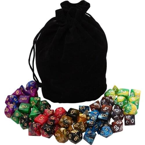 49 pcs Acrylic Polyhedral Dice Double Colors Dice With Pouch For Games Fun