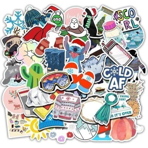 50 PCS Winter Vsco Stickers Pack Waterproof DIY For On Laptop Fridge Phone Skateboard Suitcase Children Christmas Toys Sticker
