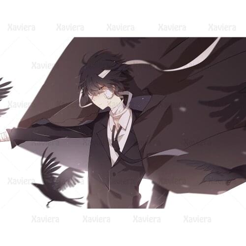 5D Diamond Embroidery Anime Black Crow Black Boy Diamond Painting Square Round Rhinestone Mosaic Cross Stitch Handmade Products