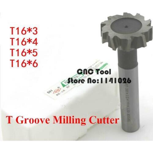 Free delivery 4PCS T16*3*4*5*6 high speed steel Straight shank T groove milling cutter T type Straight shank milling cutter