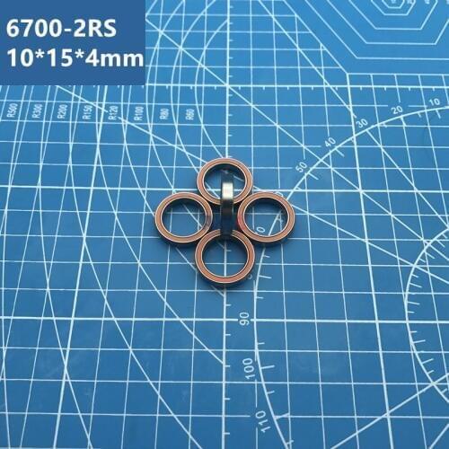 Free Shipping 6700RS Bearing 10pcs 10*15*4 mm Thin Section 6700-2RS Ball Bearings 61700 RS 6700 2RS With Orange Sealed A-1510DD