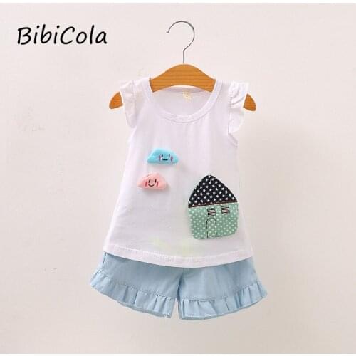 BibiCola Children 2020 Summer Kids Girls Clothes Set T-shirt+Short Pant Outfit Baby Girls Sport Suit Toddler Girls Clothing Set
