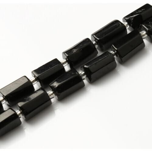 8x11mm Natural Stone Beads Cylinder Black Tourmaline Round Loose Spacer Beads for Jewelry Making Diy Bracelet Necklace 15 Inches