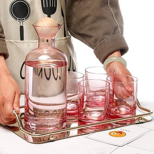 1.2L Glasses Cold Water Kettle New Pitcher Water Pot With Wood Lid Juice Milk Tea Pot Water Bottle Kitchen Accessories Wine Pot