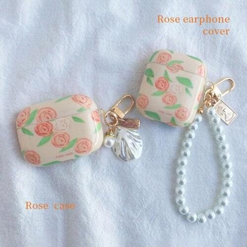 For AirPods Case INS Rose Flower Texture TPU Plastic Wireless Bluetooth Earphone Cases For Apple Airpods 2 1 Pro Cover Funda