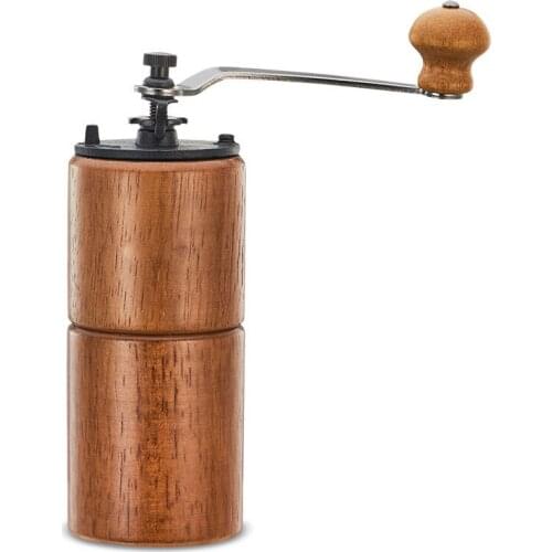 Wooden Manual Coffee Grinder Bean Conical Burr Coffee Mill for Espresso Fine Coarse Adjustable Portable for Travel Home Office