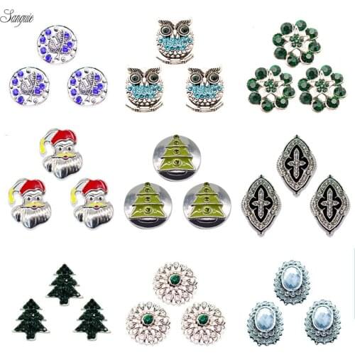 Rhinestone gem snap button christmas trees alloy Mix 1pcs/lot Fit 18mm Ginger Snaps Button Necklace pendant Bracelet Jewelry