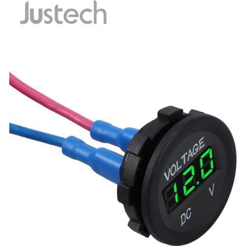 Justech Green LED DC 12V Voltmeter Panel Digital Voltage Meter For Motorbike Car,Boat,ATV,UTV,Camper,Caravans 3-bit Voltmeter