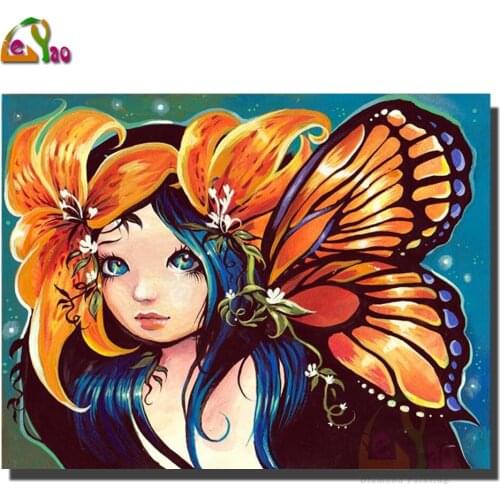 Butterfly Fairy Diamond Painting Cartoon Girl 5D Embroidery Mosaic Diy Cross Stitch Home Decoration Full Square Round Drill Sale