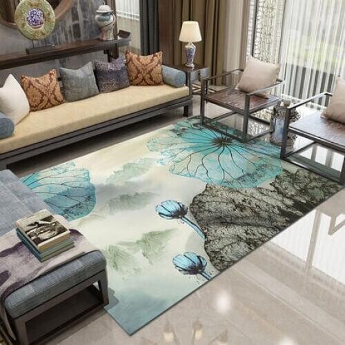 Chinese Style Carpet Rectangular Flower Bedroom Living Room Modern Decorative Floor Mat