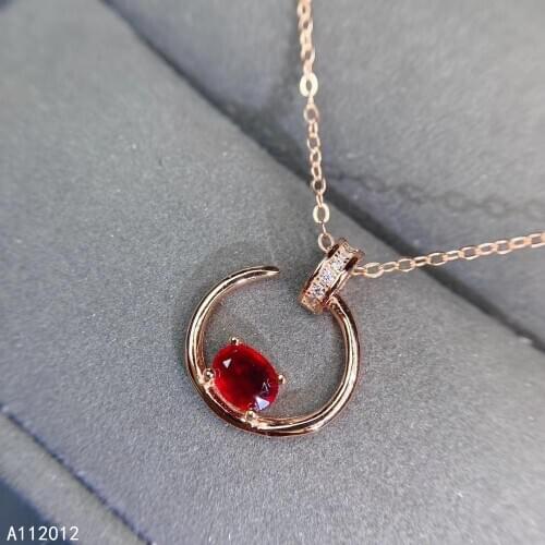 KJJEAXCMY fine jewelry natural ruby 925 sterling silver popular girl pendant necklace chain support test with box