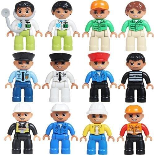 Big Particles Building Blocks City Profession Figuren Policemen Doctor DIY Bricks Compatible With Duplo Accessory Toys BABY Gift