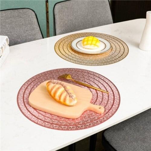 Round Simple Solid Color PVC Western Food Mat Restaurant Heat Insulation Table Mat Placemats for Table