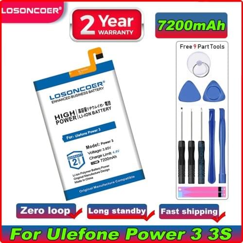 LOSONCOER 6600mAh Battery For Ulefone Power 3 3S