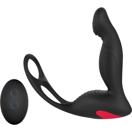 3-in-1 Remote Control Prostate Massager Vibrator with Penis Ring Anal Plug P-G spot Stimulator Sex Toys for Men Women Couple