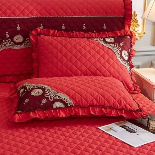 2pcs Brushed Quilted Cotton Lace Pillowcase Cover Rectangle Bedding Home Decor Pillow Sham 48x74cm Bedroom for All Reasons