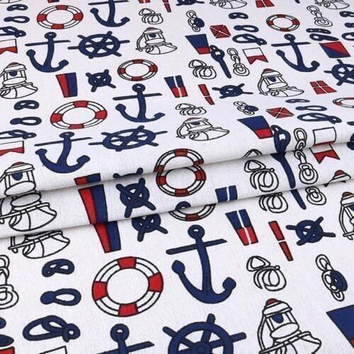 Nanchuang Sailor Series Cotton Linen Fabric For Tablecloth Sofa Curtain Cushion Furniture Cover Bags Dolls Hometextile Material