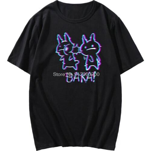 Male Baka Rabbit Slap Funny T-shirt Male Summer Japanese Anime Cute Style Loose Printed short-sleeved T-shirt Male
