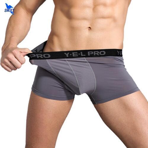 Mens Sport Boxers Underwear Breathable Quick Dry Elastic Waist Fitness Panties Solid Compression Running Short Tights Male Homme