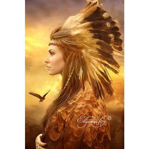 5D DIY Diamond Painting Indian beauty Women feather Full Drill Diamond Embroidery Cross Stitch Mosaic Home Decor Craft Kit Gifts