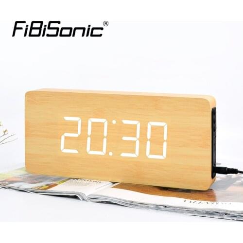 FiBiSnonic Wall Clock Modern Design LED Digital Wall Watch Calendar Temperature Home Decor Nixie Clocks
