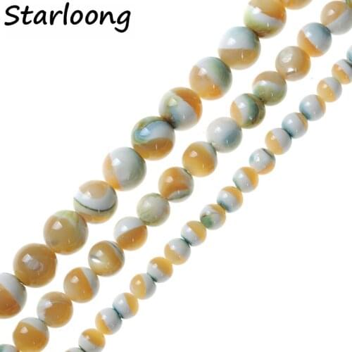 Natural Round Luminous Shell Beads For DIY Jewelry Making 6/8/10mm 15inches Strand Beads Womens Men Bracelet Necklace Jewelry