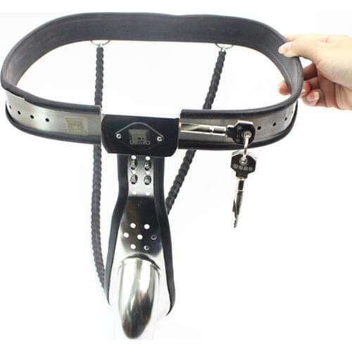 Stainless Steel Male Chastity Device,Male Chastity Belt,Penis Sleeve Ring,Strap Pants,Chastity Cage,Sex Toy for Men G7-4-5